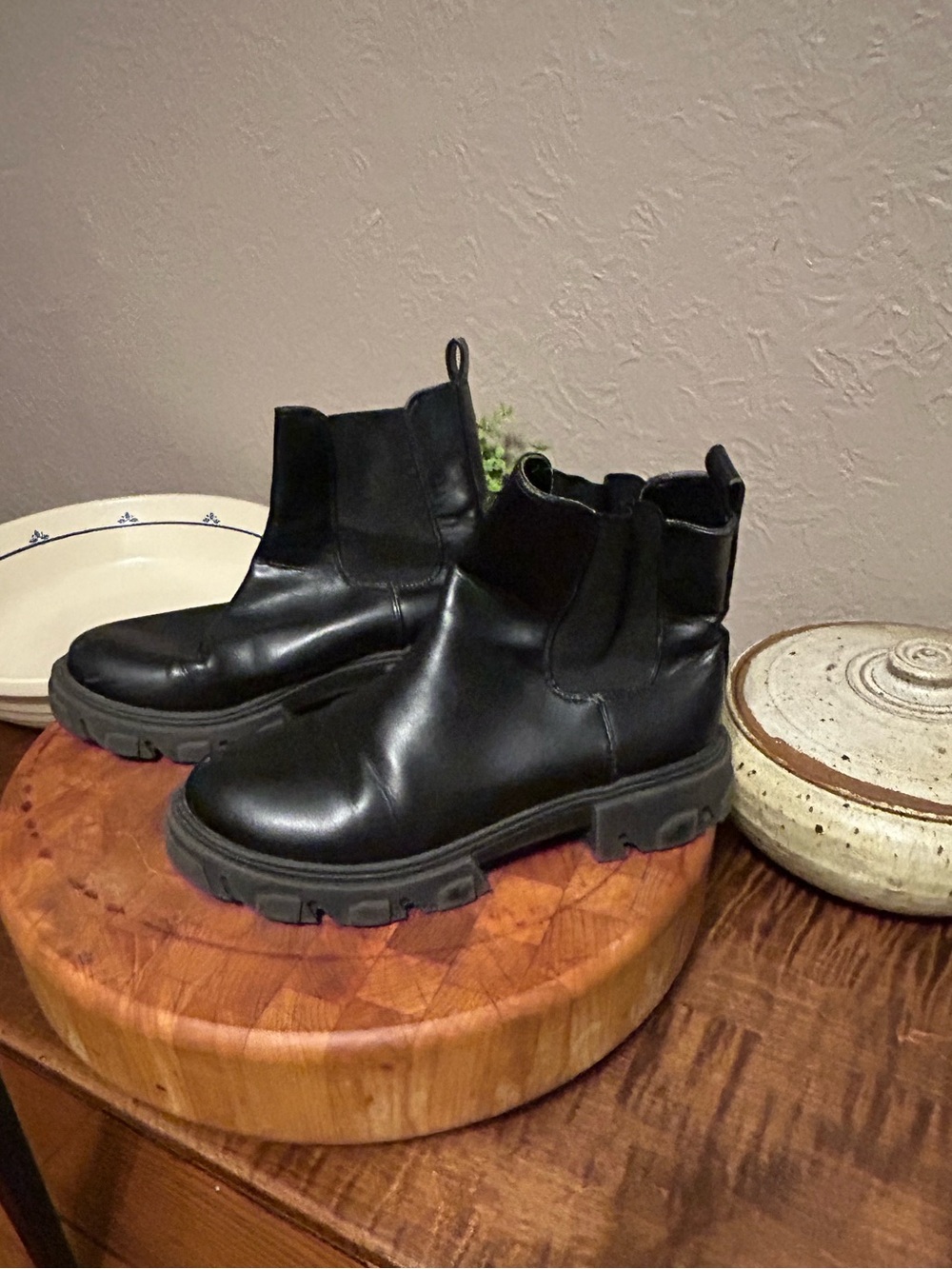 Black Chelsea Lug Sole Boots